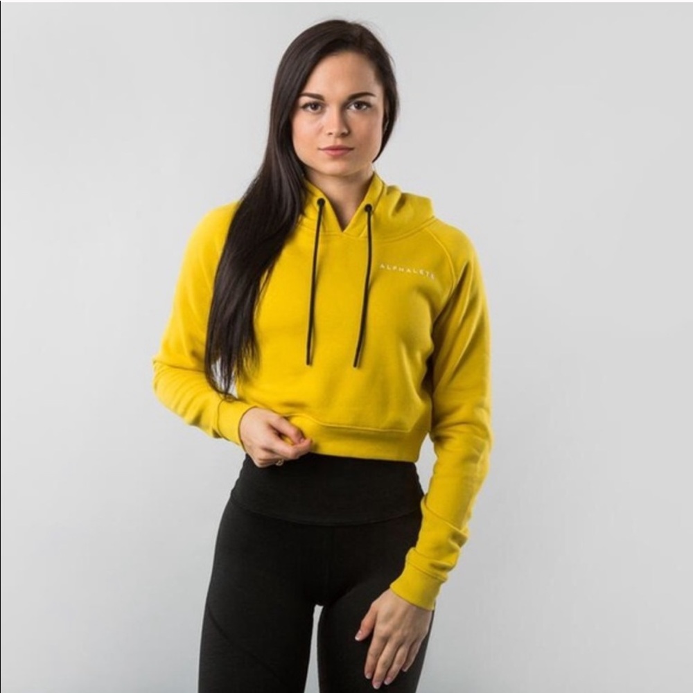 Minimalist Yellow Cropped Hoodie - Women